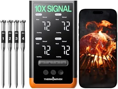ThermoMaven Wireless Bluetooth Smart Meat Thermometer: Standalone Base, WiFi Thermometer with Sub-1G, 6 Sensors NIST Certified Accuracy, 4 Probes, for Kitchen, BBQ, Grill, Oven, Smoker, Rotisserie