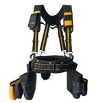 MELOTOUGH 28-Pocket Pro Framer's rig Combo Apron Tool Belt and Heavy Duty Padded Suspenders with Magnetic Desinger for Technician/Carpenter/and Electrician's Tools (Yellow)