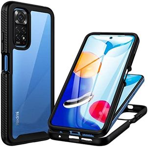 CENHUFO for Xiaomi Redmi Note 11 4G Case (Not for Note 11 Pro), Built-in Screen Protector 360° Full Body Protective Shockproof Rugged Bumper Clear Phone Case for Redmi Note 11/11S 4G