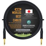 WORLDS BEST CABLES 2 Meter - Guitar Bass Instrument Cable CUSTOM MADE using Mogami 2524 wire and Neutrik NP2X-B ¼ Inch (6.35mm) Straight Gold TS Connectors