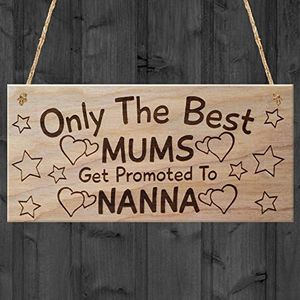 RED OCEAN RO-2752 Best Mums Get Promoted to Nanna Plaque Wooden Mothers Day, 20.0 x 0.6 x 10.0 cm, Brown