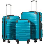 COOLIFE Hard Shell Suitcase with TSA Lock and 4 Spinner Wheels Lightweight Durable (Turquoise Green, 3 Pcs Set)