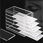 LXIANGN Acrylic 5 Layers Clear Eyelash Storage Box Lash Display Organizer Eyelash Storage Tray for Grafting Lash Extension (White)