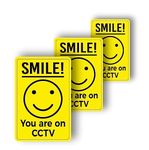 Smile You are on Camera Window Sticker – CCTV Outdoor Signs are Adherent Vinyl Stickers (150mm x 100mm) to Warn/Notify Visitors or Clients as per GDPR (Pack of 3)