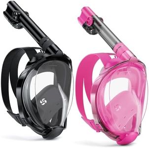 W WSTOO Full Face Snorkel Mask,Suitable for Beginners Dry Top Snorkeling Gear,Can Your Mouth or Nose to Breathe,180 Degrees Panoramic View,Anti-Fog Anti-Leak,Summer Travel and Vacationing Best Gifts