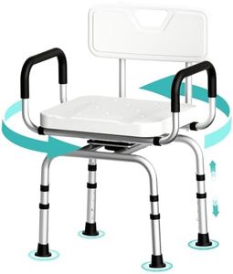 TODO Tabouret de Douche pivotant à 360°, Siege Douche avec Accoudoirs et Dossier, Chaise Douche Antidérapant Personne Âgée Femmes Enceintes, Tabouret Salle de Bain Réglable en Hauteur, à 120 kg