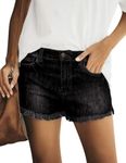 luvamia Womens Fashion Jean Shorts for Women Stretchy Mid Rise Denim Shorts Black Denim Shorts Women Cute Shorts for Women Black Shorts Women Black Size Small Fits Size 4 Size 6