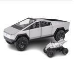 VARIYA ENTERPRISE 1:24 Scale Big Tesla CYBERTRUCK Model Diecast Metal Pullback Toy car with Openable Doors & Light, Music Boys car for Kids Best Toys Gifts Toys for Kids (Silver)