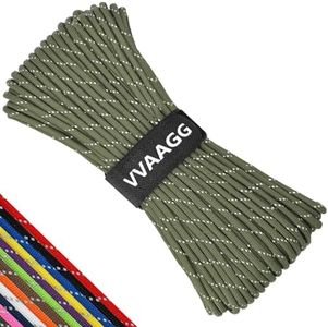 VVAAGG Reflective Paracord Rope 100FT, 7 Strand Nylon para Cord Lanyard Utility 550 Parachute Cord, 4mm Thin Tent Rope for Outdoor Camping Hiking (OD Green)