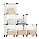 SONGMICS 6 Cube Storage Organizer, DIY Closet Shelf, Plastic Clothes Organizer, Modular Bookcase, 11.8 x 11.8 x 11.8 Inch Cubes, with Feet and Rubber Mallet, White ULPC06W