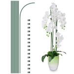 10Pcs Plant Support Stakes with 15 Pcs Plant Clips, Orchid Stakes Bendable Plant Stakes for Indoor and Outdoor Plants, 16inch Tall Single Stem Orchid Sticks and Clips Set for Peony Rose-Green