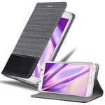 Cadorabo Book Case works with Samsung Galaxy NOTE 5 in GREY BLACK - with Magnetic Closure, Stand Function and Card Slot - Wallet Etui Cover Pouch PU Leather Flip