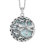 Shop LC Dragonfly Necklace - Dragonfly Jewelry Gifts for Women - Rose Quartz, Black, Aventurine, Carnelian & Blue Goldstone Healing Gemstone Pendant Necklace - 20" Necklace Length Costume Jewelry, Metal, Aventurine