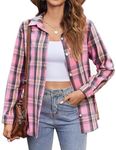 Zeagoo Plaid Shirts for Womens Fashion Button Dwon 2024 Long Sleeve Shacket Coat Plus Size Blouse Tunic Top