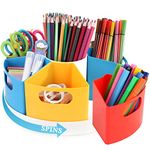 HMXLJJY Rotating Desk Stationary Organiser, 7 Segments, School Supplies Organizer for Kids, Art Supply Organizer for Home Office Classroom, Multicolored (Large)