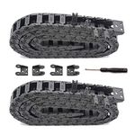 Befenybay 2PCS R18 Internal Size 10X15mm 1Meter Length Black Plastic Flexible Drag Chain Cable Wire Carrier Open Type for 3D Printer and CNC Machines (10mmX15mm-Outside Open)