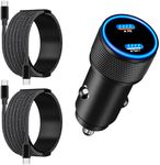 [Apple MFi Certified] iPhone 17 Car Charger, Linocell 90W USB C Car Charger Dual PD Power Cigarette Lighter Adapter with 2Pack Type C Braided Cable for iPhone 17/17 Pro Max/16/15/Galaxy S26/S25/Pixel
