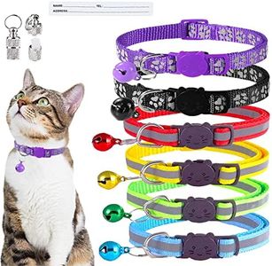 AHYUANBA 8 Pack Cat Collars Breakaway with Bell,Reflective Safety Buckle Kitten Collar,Adjustable 7.5''-12.5'',Ideal for Girl Cats Male Cats and Puppy Pet Supplies(6 Colors & 2 Anti-Lost Tag Pendant)