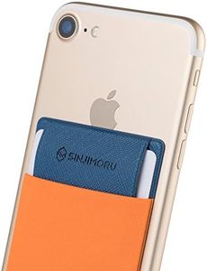 Sinjimoru Secure Card Holder for Back of Phone, Stretchy Fabric Cell Phone Wallet Stick On Credit Card Case for iPhone & Android. Sinji Pouch Flap Orange