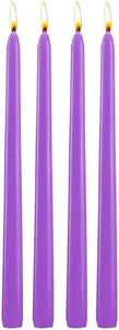 4 Pack Purple Taper Candles, 10 Inch Black Dripless, Unscented Dinner Candles, Smokeless Taper Candles, Paraffin Wax with Cotton Wicks, 8 Hours Burn Time