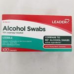 LEADER Alcohol Swabs 70 Percent Isopropyl Sterile, 100 Ea, 100 Count