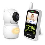 VTimes Baby Monitor Upgraded IPS Touch Screen, 25-Hour Battery Life Recording Baby Camera Monitor No WiFi with Night Light Auto Night Vision VOX Mode Pan-Tilt-Zoom Lullabies and 1000ft Range