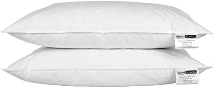 HOMESCAPES - Par de Almohadas de Plumas de Pato Blanco, Calidad de Tienda departamental, antiácaros, Lavable, firmeza Media/Suave, Funda de plumón 100% algodón, Certificado RDS