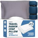 Lunderg Travel-Size Parkin CPAP Pillow for Side & Back Sleepers - Down Alternative with Adjustable Filling, 100% Cotton Case & Travel Bag Included - Reduce Mask Leaks & Pressure - Works with All Masks