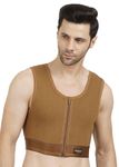 Gynecomastia Short Vest || HIGH Compression || Front Zip and Hook Closure || Tomboy Chest Binder || Comfortable Support for Men || Chest Shapewear (Small, Brown)