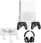 Nymus Wall Mount for Xbox One S, Metal Wall Mount Holder for Xbox One S with Detachable 2 Controller Holder & Headphone Hanger