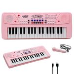 Gooyo GY-439CF 37-Key Musical Piano Keyboard Toy for Kids | 8 Rhythms, 8 Tones, 6 Demos, Song Record Feature | Pink | Dual Power Supply Mode | Microphone & USB Cable (Included)