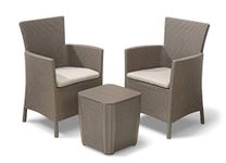 Keter Iowa Garden Furniture Balcony Set, Cappuccino with Sand Cushions,247855