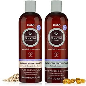 HASK SENSITIVE CARE Shampoo + Conditioner Set - Fragrance & Paraben Free, Vegan, Color Safe, Gluten & Sulfate Free, Cruelty-Free