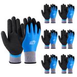 flintronic Waterproof Work Gloves, 6 Pairs Ultra-Grip Work Gloves Non-Slip Latex Coated Versatile for Gardening, Car Washing, Fishing, Cleaning, Outdoor Tasks, Blue, L