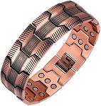 Feraco Copper Bracelet for Men, 3X Ultra Strength Magnetic Bracelets, 99.99% Pure Copper with 3500 Gauss Neodymium Magnets, Adjustable, Metal, no gemstone