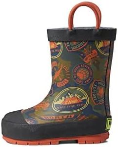 Western Chief Unisex-Child Adventure Patch Rain Boot (Toddler/Little Big Kid), Olive, 5 Toddler