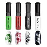 4 Colors 10ml Nail Polish Set Stamping Polish Two brush heads Printed nail polish Pull line Stamping Polish Nail Pigment Nail Art Design DIY Manicure Printing Tool (17)