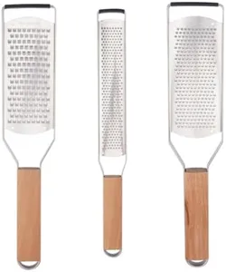 AGIgear Professional Cheese Graters for Kitchen Stainless Steel Handheld,Durable Rust-Proof Metal Lemon Zester Grater With Wood Handle for Cheese,Chocolate,Spices,Kitchen Gadgets