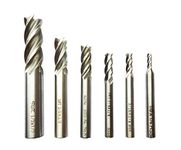 6Pack 1/8",1/4",3/16",5/16",3/8",1/2" inch Imperial Units High Speed Steel HSS 4 Flute Straight Shank Square Nose End Mill Cutter