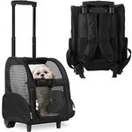 KOPEKS Deluxe Backpack Pet Travel Carrier with Double Wheels - Black - Large