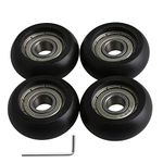 BQLZR 8x32x12mm Black Plastic Bearing Steel Ball Bearing Guide Pulley Roller Round Wheel Load 191KG for Door Window Pack of 4