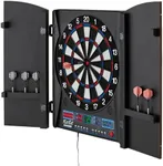 Fat Cat Electronx Electronic Dartboard, Built In Cabinet, Solo Play With Cyber Player, Dual Screen Scoreboard Display, Extended Catch Ring For Missed Darts, Classic Door Look Matches Traditional Decor, 34 Games With 183 Options