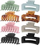 8 Colors Lolalet Strong Hold Hair Claw Clips, 2 Styles Nonslip Medium Large Jaw Clip for Women and Girls, 4 Square Matte and 4 Bright Acrylic Hair Clamps for Thick Thin Fine Long Hair -A