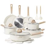 CAROTE 17 Pcs Pot and Pan Set, Non-Stick Kitchen Cookware Set, Easy to Clean Kitchen Pot and Pan, Pot and Pan Set for Cooking, Cream