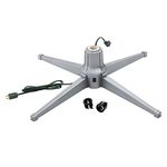 Home Heritage Electric Metal Rotating Christmas Tree Stand for 7 Foot Christmas Trees with Pole Adapters, Silver