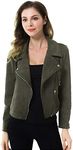 Apperloth A Women’s Solid Long Sleeve Faux Suede Motorcycle Jackets Zipper Short Coats