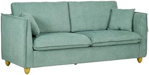 HOMCOM Divano 3 Posti in Tessuto, Divano Imbottito Stile Vintage con Cuscini e Piedini in Legno, 184x77x81cm, Verde