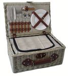 Antique Wash Willow Picnic Hamper / Basket, 2 Person Fitted