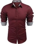 COOFANDY Men's Dress Shirts Long Sleeve Slim Fit Business Casual Button Down Shirts Wine Red, Medium