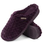 LongBay Women’s Soft Flannel Memory Foam Slippers Slip on House Shoes Indoor Outdoor（7-8， Purple）